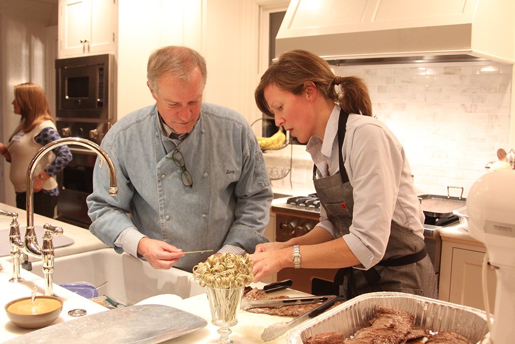 Parishioners participating in a cooking demonstration